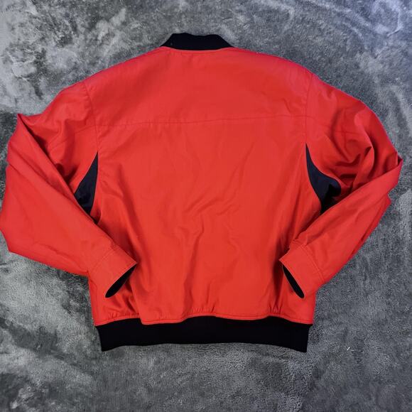 Aquascutum Jacket Mens Large Red Bomber Full Zip Made in England Black Trim - Picture 6 of 8